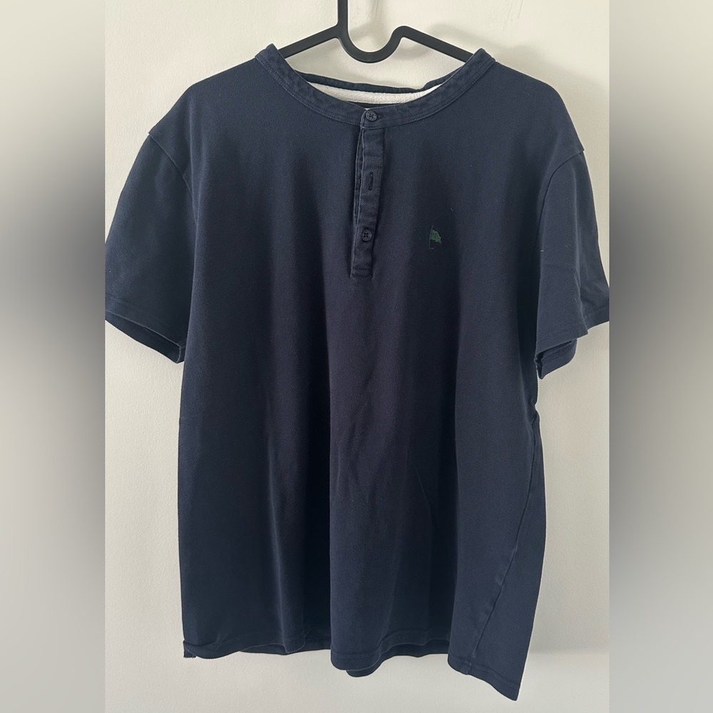 Wemoto Navy Blue Organic Cotton Henley Shirt | Men’s Size L | Casual